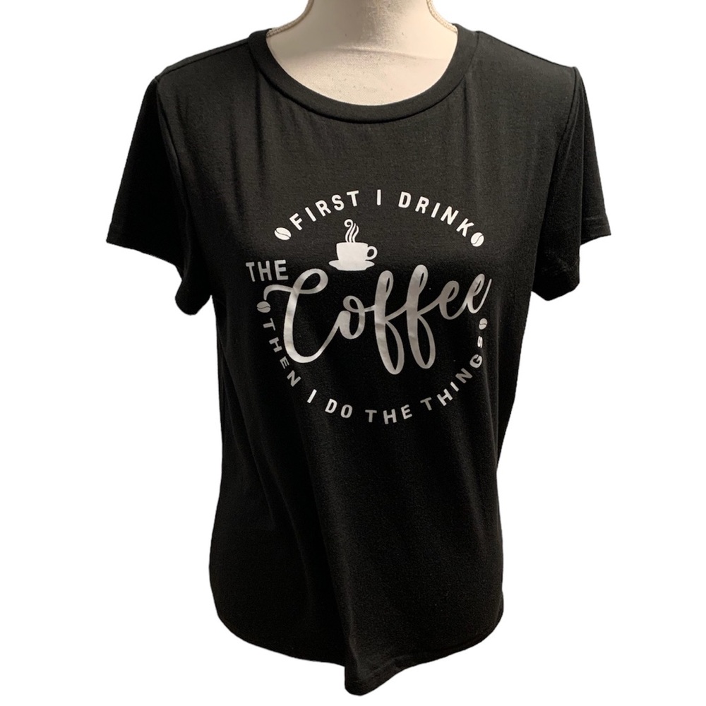 Old Navy Black Short Sleeve Coffee Graphic Tee